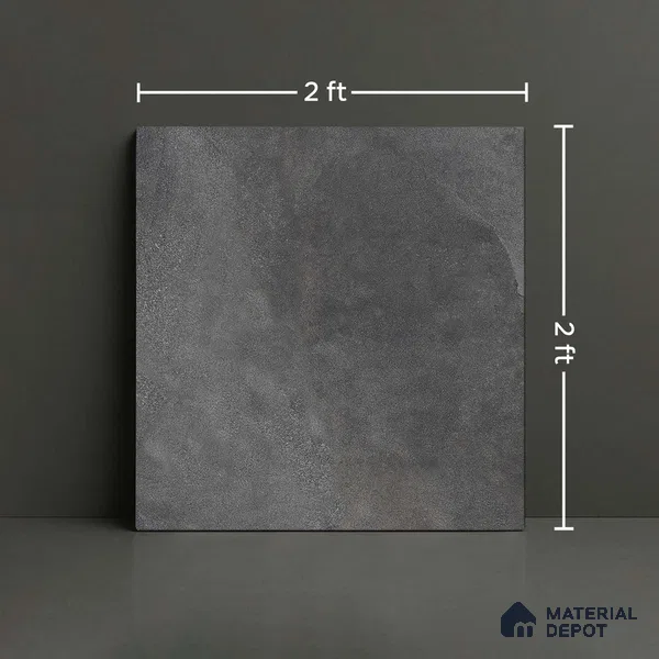 Cement Floor Tile TL 06023 F Spectra Nero 2 ft x 2 ft Vitrified Matte Slate Punch Finish - 12 mm | 6 Random Design | Ideal For Living Room, Bathroom, Restaurants (Sample)