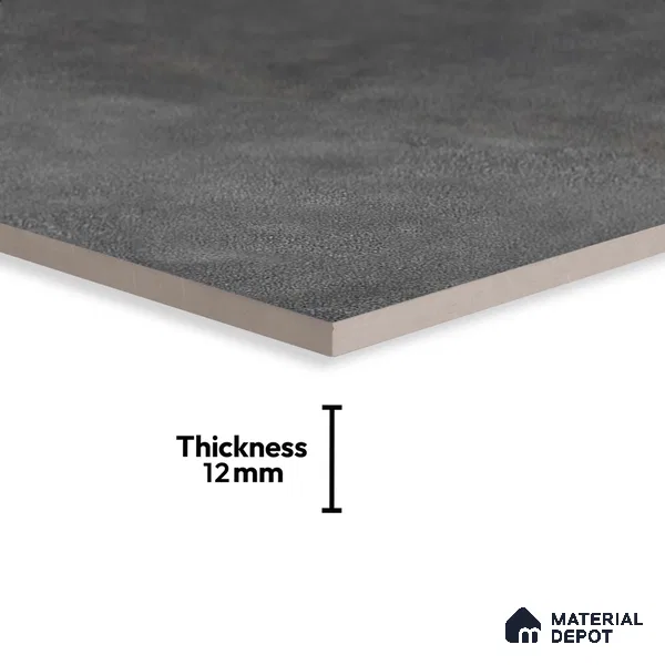 Cement Floor Tile TL 06023 F Spectra Nero 2 ft x 2 ft Vitrified Matte Slate Punch Finish - 12 mm | 6 Random Design | Ideal For Living Room, Bathroom, Restaurants (Sample)