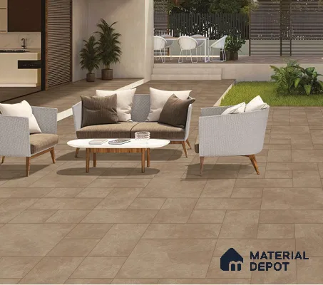 Cement Floor Tile TL 06023 G Spectra Earth 2 ft x 2 ft Vitrified Matte Slate Punch Finish - 12 mm | 6 Random Design | Ideal For Living Room, Bathroom, Restaurants (Sample)