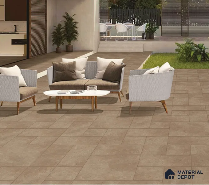 Cement Floor Tile TL 06023 G Spectra Earth 2 ft x 2 ft Vitrified Matte Slate Punch Finish - 12 mm | 6 Random Design | Ideal For Living Room, Bathroom, Restaurants (Sample)