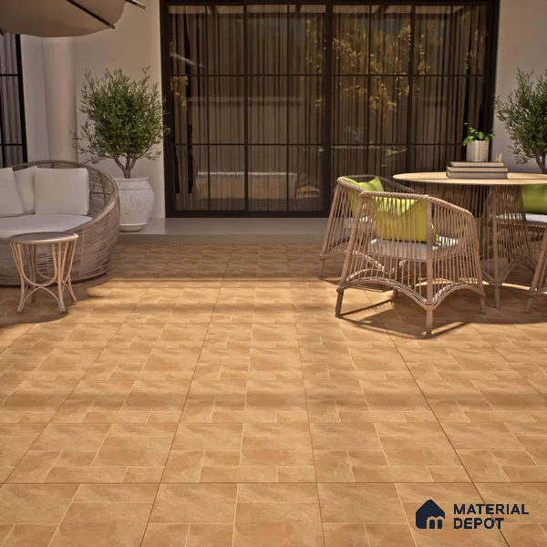 Cement Floor Tile TL 06023 G Spectra Earth 2 ft x 2 ft Vitrified Matte Slate Punch Finish - 12 mm | 6 Random Design | Ideal For Living Room, Bathroom, Restaurants (Sample)