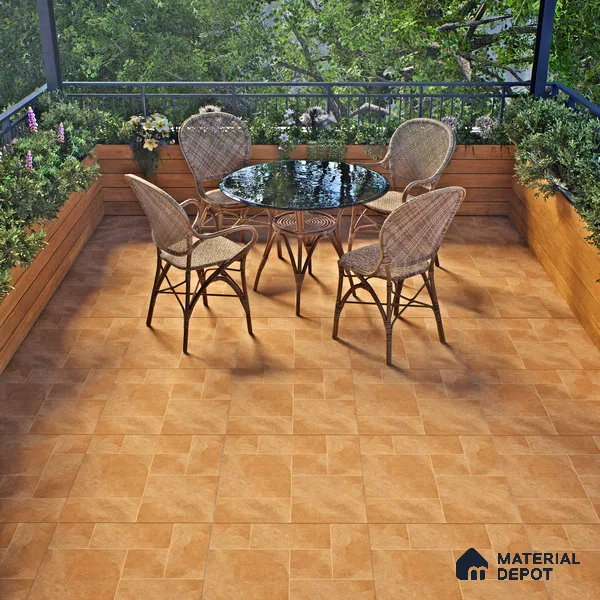 Cement Floor Tile TL 06023 G Spectra Earth 2 ft x 2 ft Vitrified Matte Slate Punch Finish - 12 mm | 6 Random Design | Ideal For Living Room, Bathroom, Restaurants (Sample)