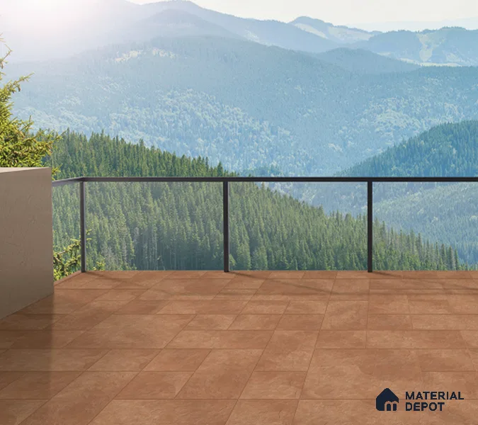 Cement Floor Tile TL 06023 H Spectra Cotto 2 ft x 2 ft Vitrified Matte Slate Punch Finish - 12 mm | 6 Random Design | Ideal For Living Room, Bathroom, Restaurants (Sample)