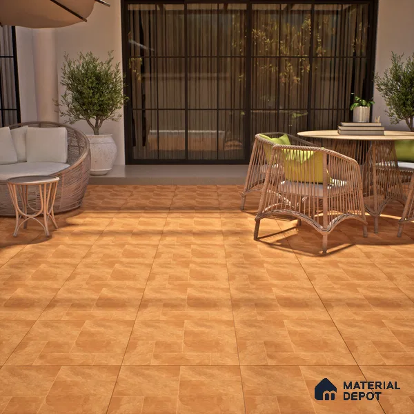 Cement Floor Tile TL 06023 H Spectra Cotto 2 ft x 2 ft Vitrified Matte Slate Punch Finish - 12 mm | 6 Random Design | Ideal For Living Room, Bathroom, Restaurants (Sample)