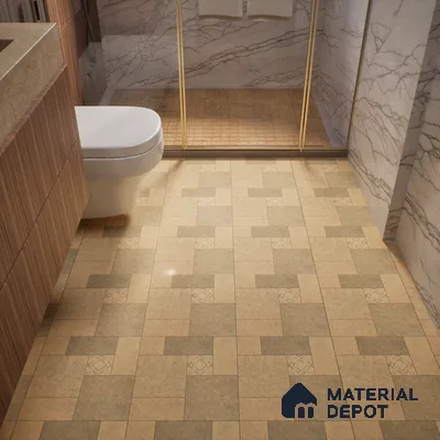 Stone Floor Tile TL 06023 R Natural Stone 11.8 inch x11.8 inch Vitrified Matte Slate Punch Finish - 12 mm | 140 Random Design | Suitable For Bathroom, Balcony, Courtyard
