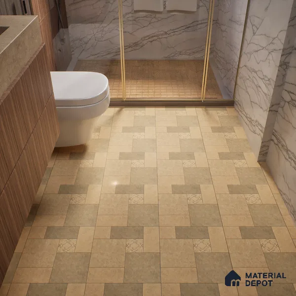 Stone Floor Tile TL 06023 R Natural Stone 11.8 inch x11.8 inch Vitrified Matte Slate Punch Finish - 12 mm | 140 Random Design | Suitable For Bathroom, Balcony, Courtyard