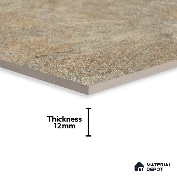 Stone Floor Tile TL 06023 S Forest Olive 2 ft x 11.8 Inch Vitrified Matte Slate Punch Finish - 12 mm | 12 Random Design | Ideal For Living Room, Bathroom, Restaurants