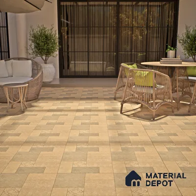 Stone Floor Tile TL 06023 Natural Stone 2 ft x 2 ft Vitrified Matte Slate Punch Finish - 12 mm | 35 Random Design | Ideal For Living Room, Bathroom, Restaurants (Sample)
