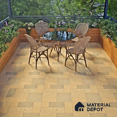 Stone Floor Tile TL 06023 Natural Stone 2 ft x 2 ft Vitrified Matte Slate Punch Finish - 12 mm | 35 Random Design | Ideal For Living Room, Bathroom, Restaurants (Sample)