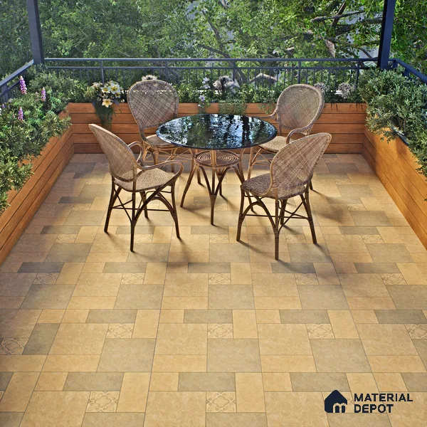 Stone Floor Tile TL 06023 Natural Stone 2 ft x 2 ft Vitrified Matte Slate Punch Finish - 12 mm | 35 Random Design | Ideal For Living Room, Bathroom, Restaurants (Sample)