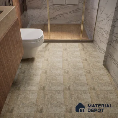 Stone Floor Tile TL 06023 T Forest Olive 11.8 inch x11.8 inch Vitrified Matte Slate Punch Finish - 12 mm | 24 Random Design | Suitable For Bathroom, Balcony, Courtyard