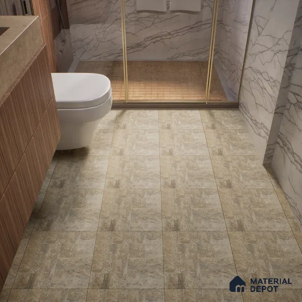 Stone Floor Tile TL 06023 T Forest Olive 11.8 inch x11.8 inch Vitrified Matte Slate Punch Finish - 12 mm | 24 Random Design | Suitable For Bathroom, Balcony, Courtyard