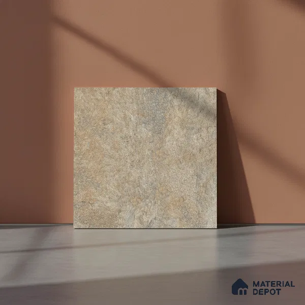 Stone Floor Tile TL 06023 T Forest Olive 11.8 inch x11.8 inch Vitrified Matte Slate Punch Finish - 12 mm | 24 Random Design | Suitable For Bathroom, Balcony, Courtyard