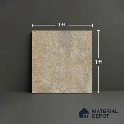 Stone Floor Tile TL 06023 T Forest Olive 11.8 inch x11.8 inch Vitrified Matte Slate Punch Finish - 12 mm | 24 Random Design | Suitable For Bathroom, Balcony, Courtyard