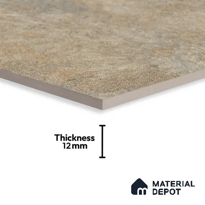 Stone Floor Tile TL 06023 T Forest Olive 11.8 inch x11.8 inch Vitrified Matte Slate Punch Finish - 12 mm | 24 Random Design | Suitable For Bathroom, Balcony, Courtyard