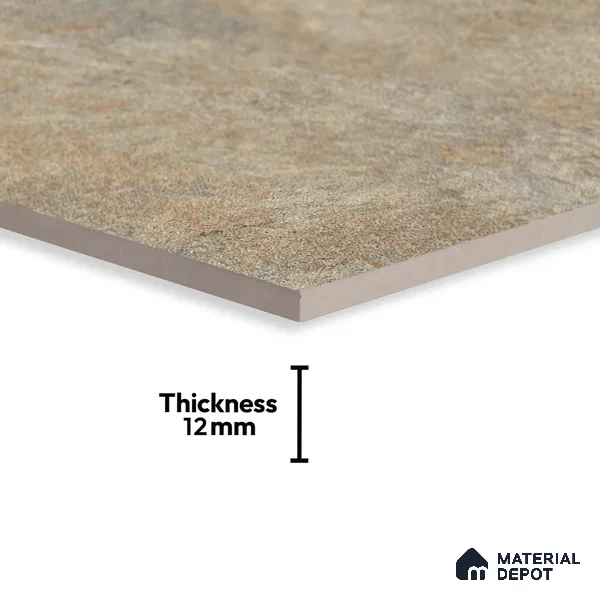Stone Floor Tile TL 06023 T Forest Olive 11.8 inch x11.8 inch Vitrified Matte Slate Punch Finish - 12 mm | 24 Random Design | Suitable For Bathroom, Balcony, Courtyard