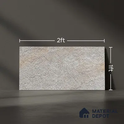 Stone Floor Tile TL 06023 U Evoque Gris 2 ft x 11.8 Inch Anti Skid Tiles Vitrified Matte Slate Punch Finish - 12 mm | 8 Random Design  Ideal For Parking, Outdoor, Balcony