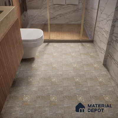Stone Floor Tile TL 06023 V Evoque Gris 11.8 inch x11.8 inch Anti Skid Tiles Vitrified Matte Slate Punch Finish - 12 mm | 16 Random Design  Ideal For Parking, Outdoor, Balcony