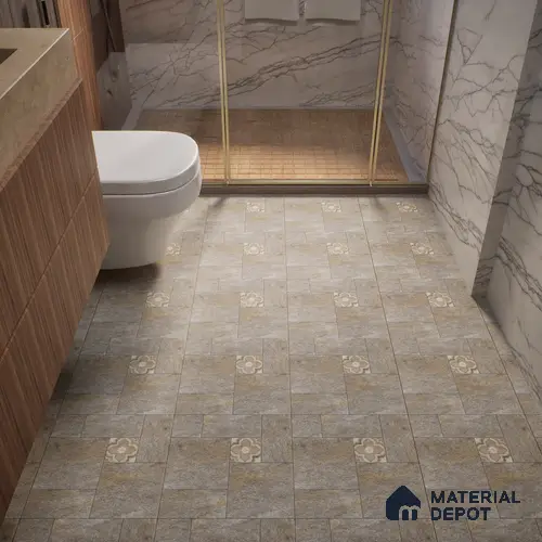 Stone Floor Tile TL 06023 V Evoque Gris 11.8 inch x11.8 inch Anti Skid Tiles Vitrified Matte Slate Punch Finish - 12 mm | 16 Random Design  Ideal For Parking, Outdoor, Balcony