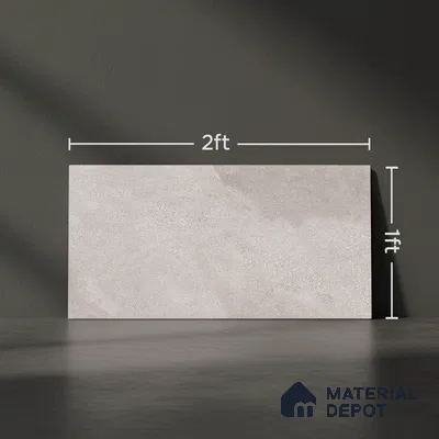 Cement Floor Tile TL 06023 W Spectra Grey 2 ft x 11.8 Inch Vitrified Matte Slate Punch Finish - 12 mm | 12 Random Design | Suitable For Bathroom, Balcony, Courtyard