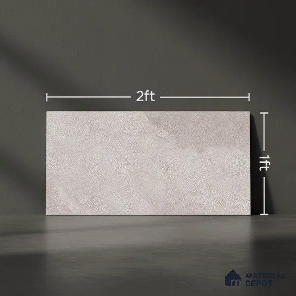 Cement Floor Tile TL 06023 W Spectra Grey 2 ft x 11.8 Inch Vitrified Matte Slate Punch Finish - 12 mm | 12 Random Design | Suitable For Bathroom, Balcony, Courtyard