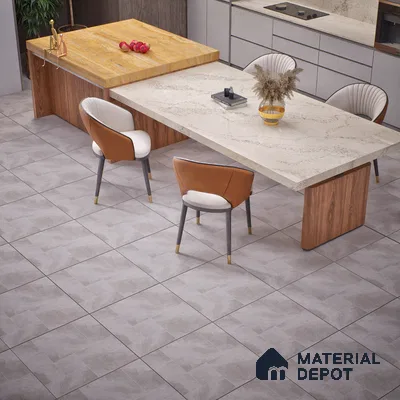 Cement Floor Tile TL 06023 X Spectra Grey 11.8 inch x11.8 inch Vitrified Matte Slate Punch Finish - 12 mm | 24 Random Design | Suitable For Bathroom, Balcony, Courtyard