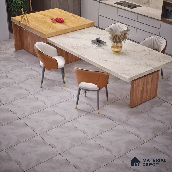 Cement Floor Tile TL 06023 X Spectra Grey 11.8 inch x11.8 inch Vitrified Matte Slate Punch Finish - 12 mm | 24 Random Design | Suitable For Bathroom, Balcony, Courtyard