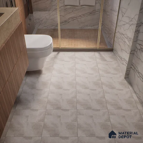 Cement Floor Tile TL 06023 X Spectra Grey 11.8 inch x11.8 inch Vitrified Matte Slate Punch Finish - 12 mm | 24 Random Design | Suitable For Bathroom, Balcony, Courtyard