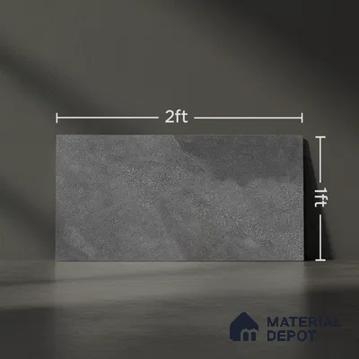 Cement Floor Tile TL 06023 Y Spectra Nero 2 ft x 11.8 Inch Vitrified Matte Slate Punch Finish - 12 mm | 6 Random Design | Suitable For Bathroom, Balcony, Courtyard