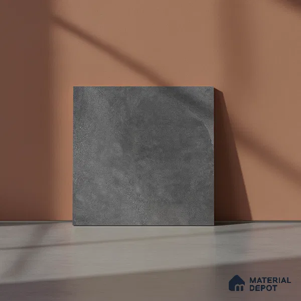 Cement Floor Tile TL 06023 Z Spectra Nero 11.8 inch x11.8 inch Vitrified Matte Slate Punch Finish - 12 mm | 24 Random Design | Ideal For Parking, Balcony, Courtyard