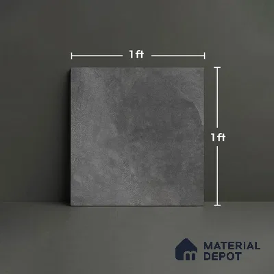 Cement Floor Tile TL 06023 Z Spectra Nero 11.8 inch x11.8 inch Vitrified Matte Slate Punch Finish - 12 mm | 24 Random Design | Ideal For Parking, Balcony, Courtyard