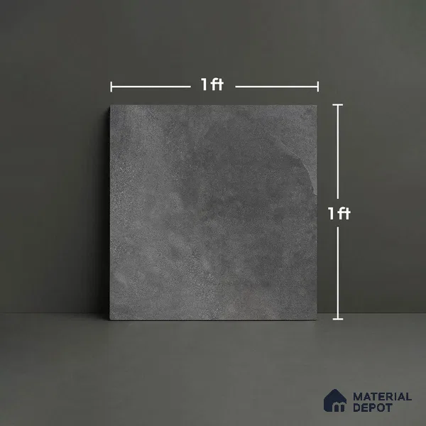 Cement Floor Tile TL 06023 Z Spectra Nero 11.8 inch x11.8 inch Vitrified Matte Slate Punch Finish - 12 mm | 24 Random Design | Ideal For Parking, Balcony, Courtyard