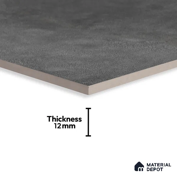 Cement Floor Tile TL 06023 Z Spectra Nero 11.8 inch x11.8 inch Vitrified Matte Slate Punch Finish - 12 mm | 24 Random Design | Ideal For Parking, Balcony, Courtyard
