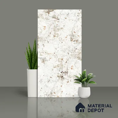 Stone Wall & Floor Tile TL 06098 Ambrose Snow 4 ft x 2 ft Vitrified Matte Finish - 9 mm | 8 Random Design | Suitable For Living Room, Bedroom, Bathroom, Kitchen (Sample)