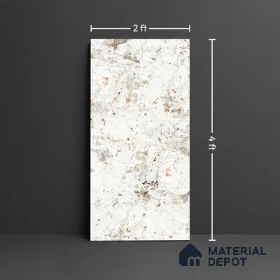 Stone Wall & Floor Tile TL 06098 Ambrose Snow 4 ft x 2 ft Vitrified Matte Finish - 9 mm | 8 Random Design | Suitable For Living Room, Bedroom, Bathroom, Kitchen (Sample)