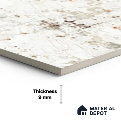 Stone Wall & Floor Tile TL 06098 Ambrose Snow 4 ft x 2 ft Vitrified Matte Finish - 9 mm | 8 Random Design | Suitable For Living Room, Bedroom, Bathroom, Kitchen (Sample)