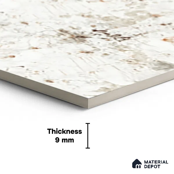 Stone Wall & Floor Tile TL 06098 Ambrose Snow 4 ft x 2 ft Vitrified Matte Finish - 9 mm | 8 Random Design | Suitable For Living Room, Bedroom, Bathroom, Kitchen (Sample)