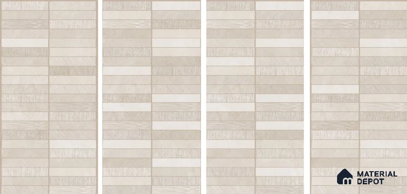 Stone Floor & Wall Tile TL 06094 B Slaty Greige Bricks 4 ft x 2 ft Vitrified Matte Finish - 9 mm | 4 Random Design | Suitable For Living Room, Bedroom, Bathroom, Kitchen (Sample)