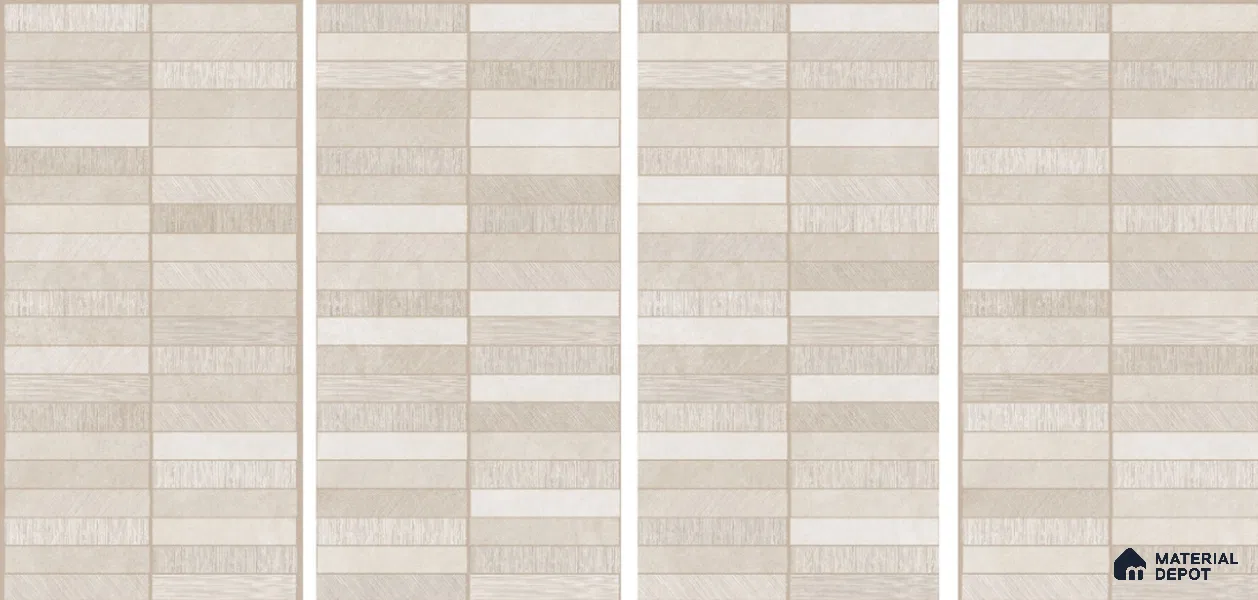 Stone Floor & Wall Tile TL 06094 B Slaty Greige Bricks 4 ft x 2 ft Vitrified Matte Finish - 9 mm | 4 Random Design | Suitable For Living Room, Bedroom, Bathroom, Kitchen (Sample)