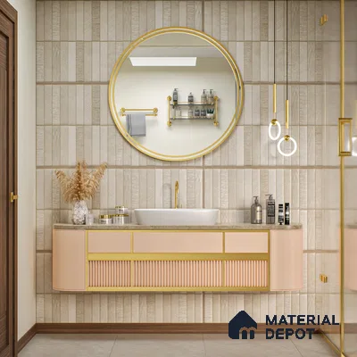 Stone Floor & Wall Tile TL 06094 B Slaty Greige Bricks 4 ft x 2 ft Vitrified Matte Finish - 9 mm | 4 Random Design | Suitable For Living Room, Bedroom, Bathroom, Kitchen (Sample)