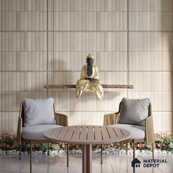 Stone Floor & Wall Tile TL 06094 B Slaty Greige Bricks 4 ft x 2 ft Vitrified Matte Finish - 9 mm | 4 Random Design | Suitable For Living Room, Bedroom, Bathroom, Kitchen (Sample)