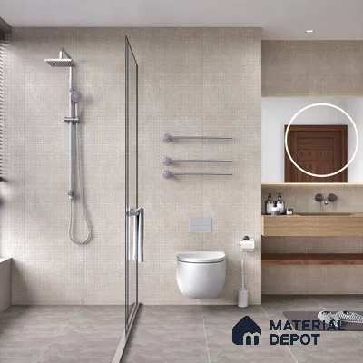 Punch Floor & Wall Tile TL 06094 C Slaty Greige Checks 4 ft x 2 ft Vitrified Matte Finish - 9 mm | 4 Random Design | Suitable For Living Room, Bedroom, Bathroom, Kitchen (Sample)