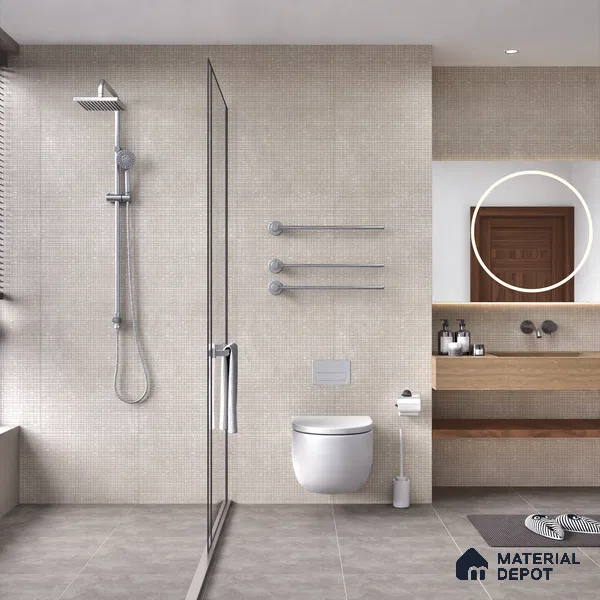 Punch Floor & Wall Tile TL 06094 C Slaty Greige Checks 4 ft x 2 ft Vitrified Matte Finish - 9 mm | 4 Random Design | Suitable For Living Room, Bedroom, Bathroom, Kitchen (Sample)