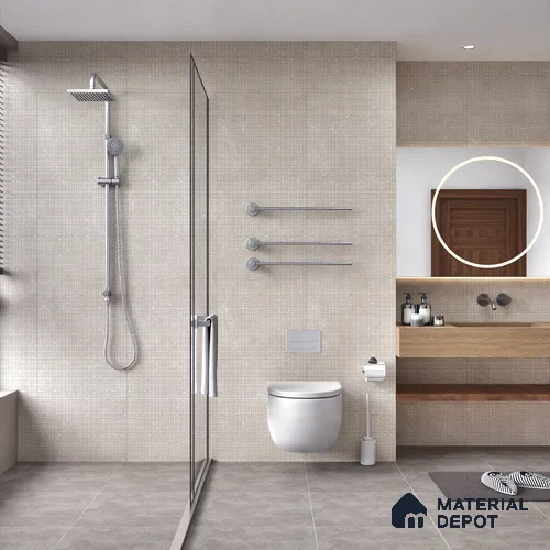 Punch Floor & Wall Tile TL 06094 C Slaty Greige Checks 4 ft x 2 ft Vitrified Matte Finish - 9 mm | 4 Random Design | Suitable For Living Room, Bedroom, Bathroom, Kitchen