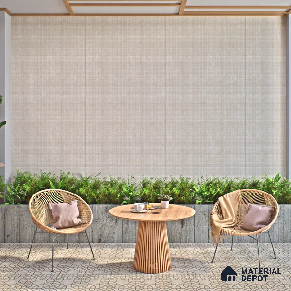 Punch Floor & Wall Tile TL 06094 C Slaty Greige Checks 4 ft x 2 ft Vitrified Matte Finish - 9 mm | 4 Random Design | Suitable For Living Room, Bedroom, Bathroom, Kitchen (Sample)