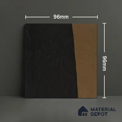 Stone Wall Handmade Tile TL 05879 Earth Noir 96 mm x 96 mm Vitrified - 9 mm | Random Mix Patterns | Suitable For Living Room, Bedroom, Kitchen