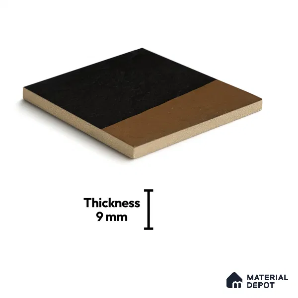 Stone Wall Handmade Tile TL 05879 Earth Noir 96 mm x 96 mm Vitrified - 9 mm | Random Mix Patterns | Suitable For Living Room, Bedroom, Kitchen