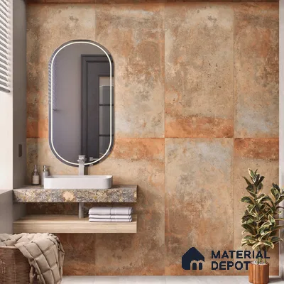 Rustic Wall Tile TL 05525 C Prestige Earthstone Cotto 2 ft x 4 ft Vitrified Matte Finish - 9 mm | 8 Random Design | Suitable for Living Room, Bedroom, Bathroom (Sample)