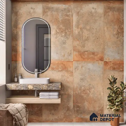 Rustic Wall Tile TL 05525 C Prestige Earthstone Cotto 2 ft x 4 ft Vitrified Matte Finish - 9 mm | 8 Random Design | Suitable for Living Room, Bedroom, Bathroom
