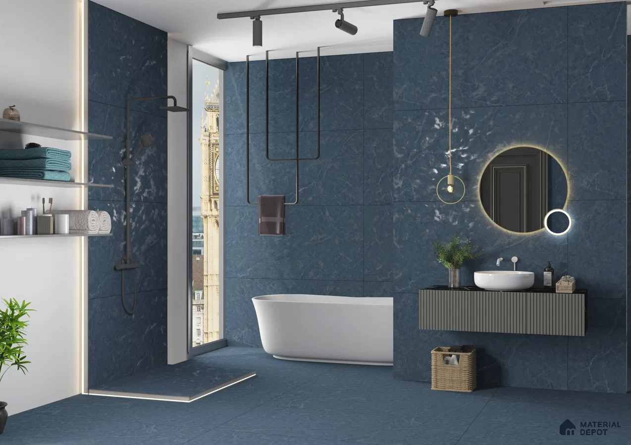 Modern Elegance in Deep Blue Tiles | Material Depot